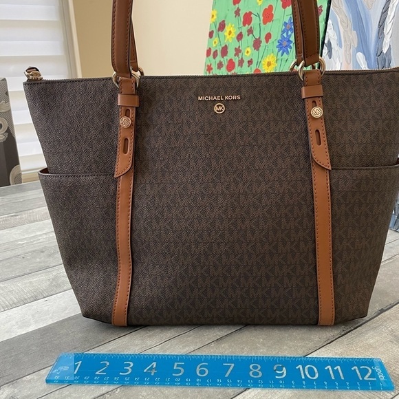 MICHAEL KORS woman’s Signature Canvas Large Tote Shoulder Bag Women Leather - Picture 5 of 10